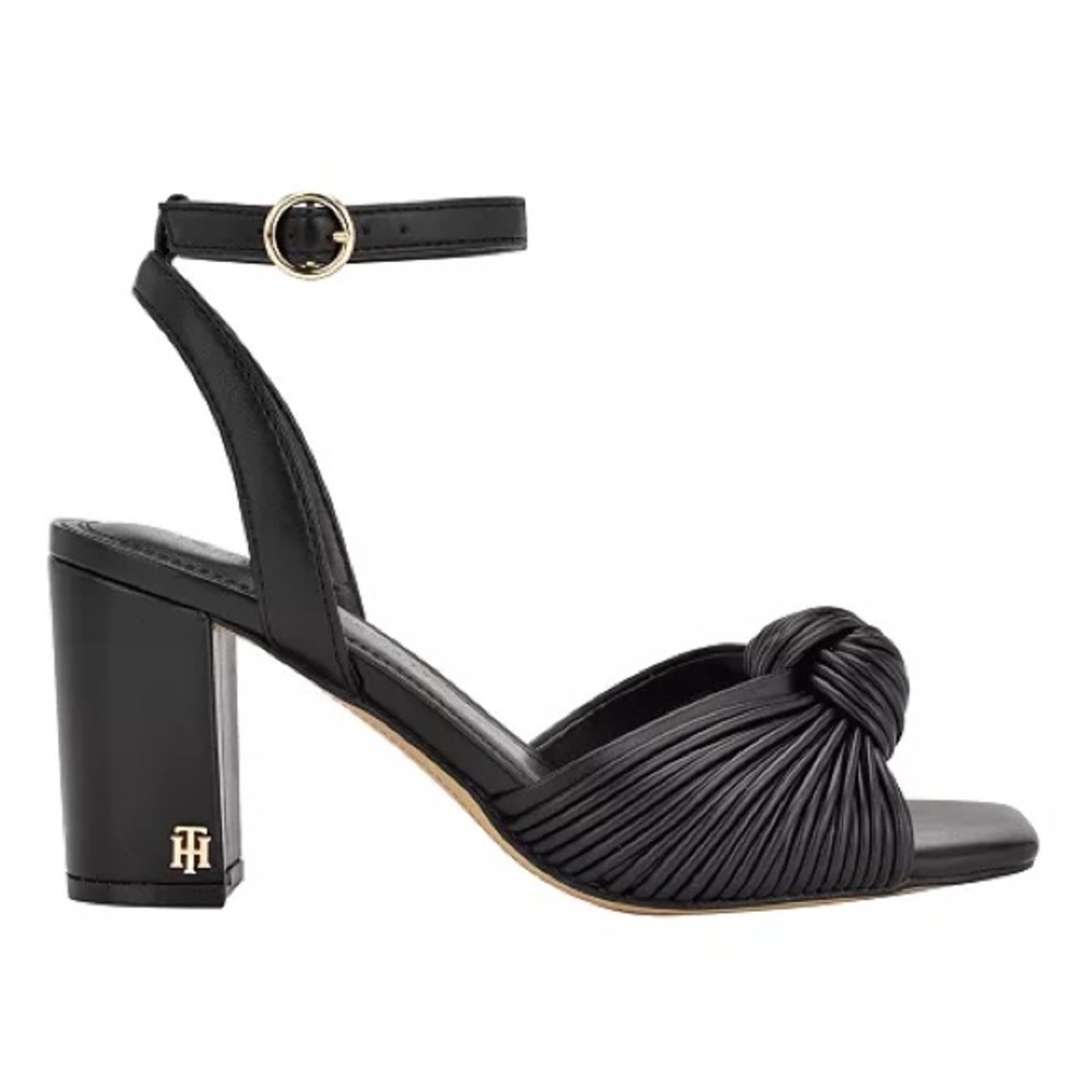 Tommy Hilfiger🔥 Black Knotted Strap Block Heel Sandals🔥 BRAND NEW❣️